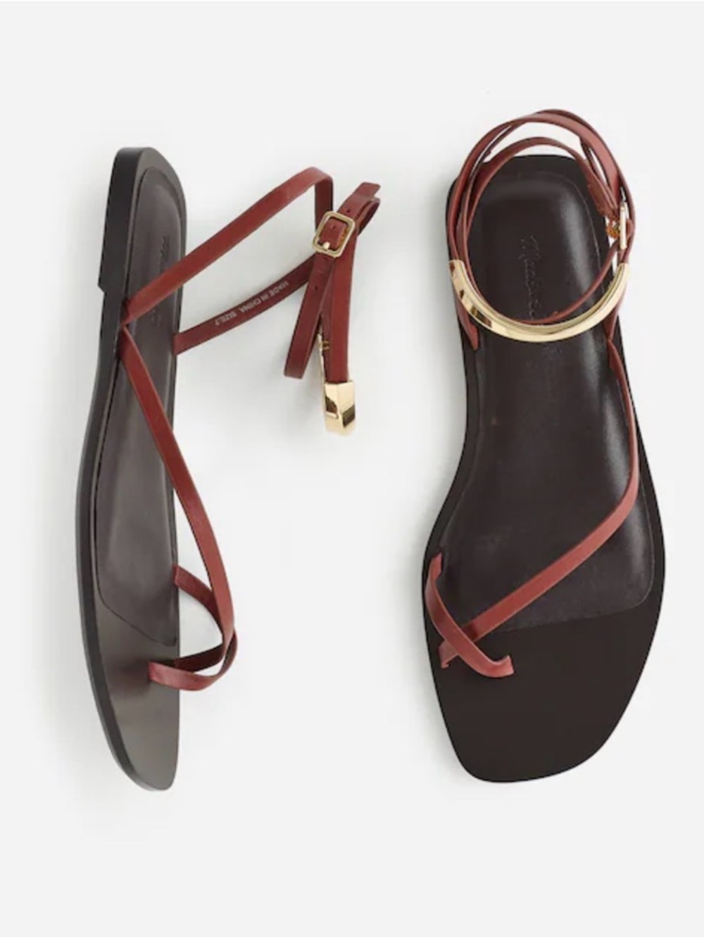 Madewell Vira Bangle Ankle Wrap Sandal Leather Cherry Wood Womens 8.5  NU886